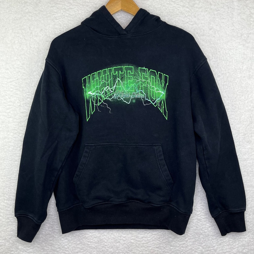 White Fox Boutique World Series Hoodie Black Green Lightning Graphic Mens Medium
